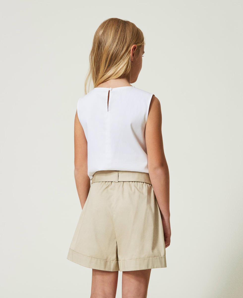 Shorts with maxi pockets Girl Beige TWINSET Milano