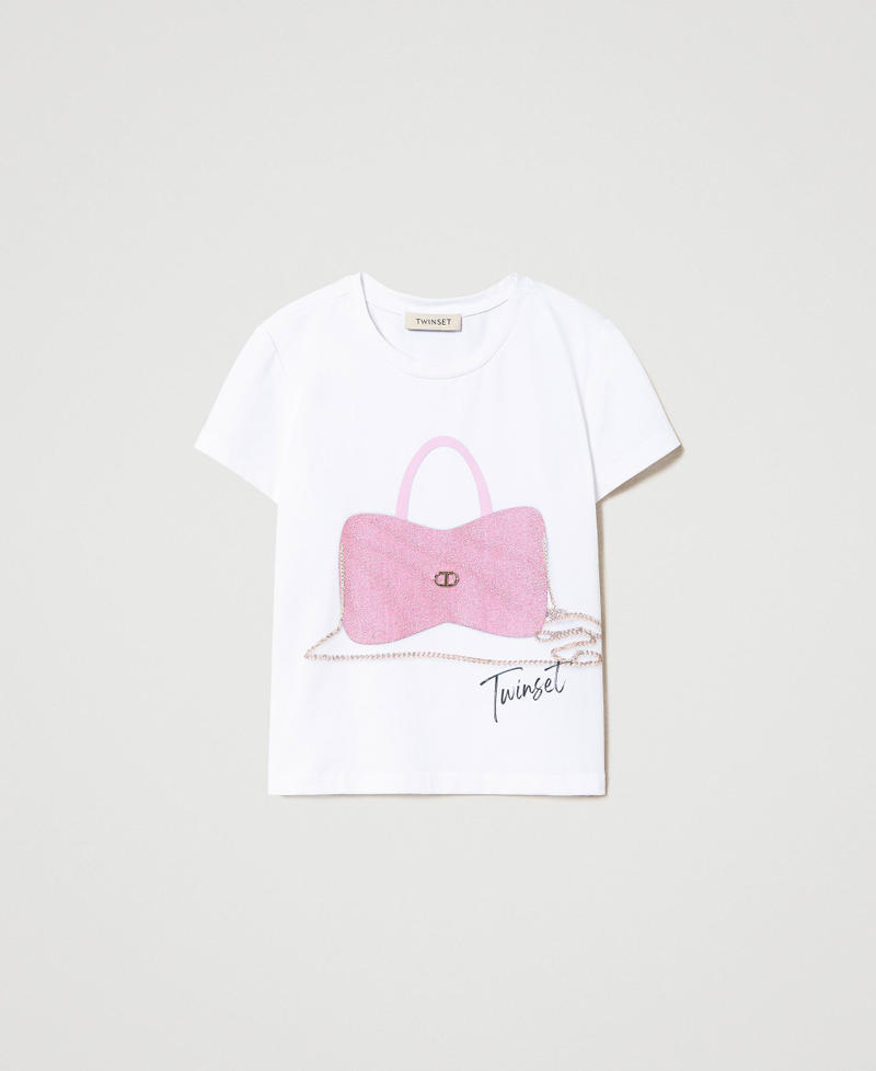 T-shirt con stampa glitter Stampa Bow Bag Bambina 241GJ2241-0S