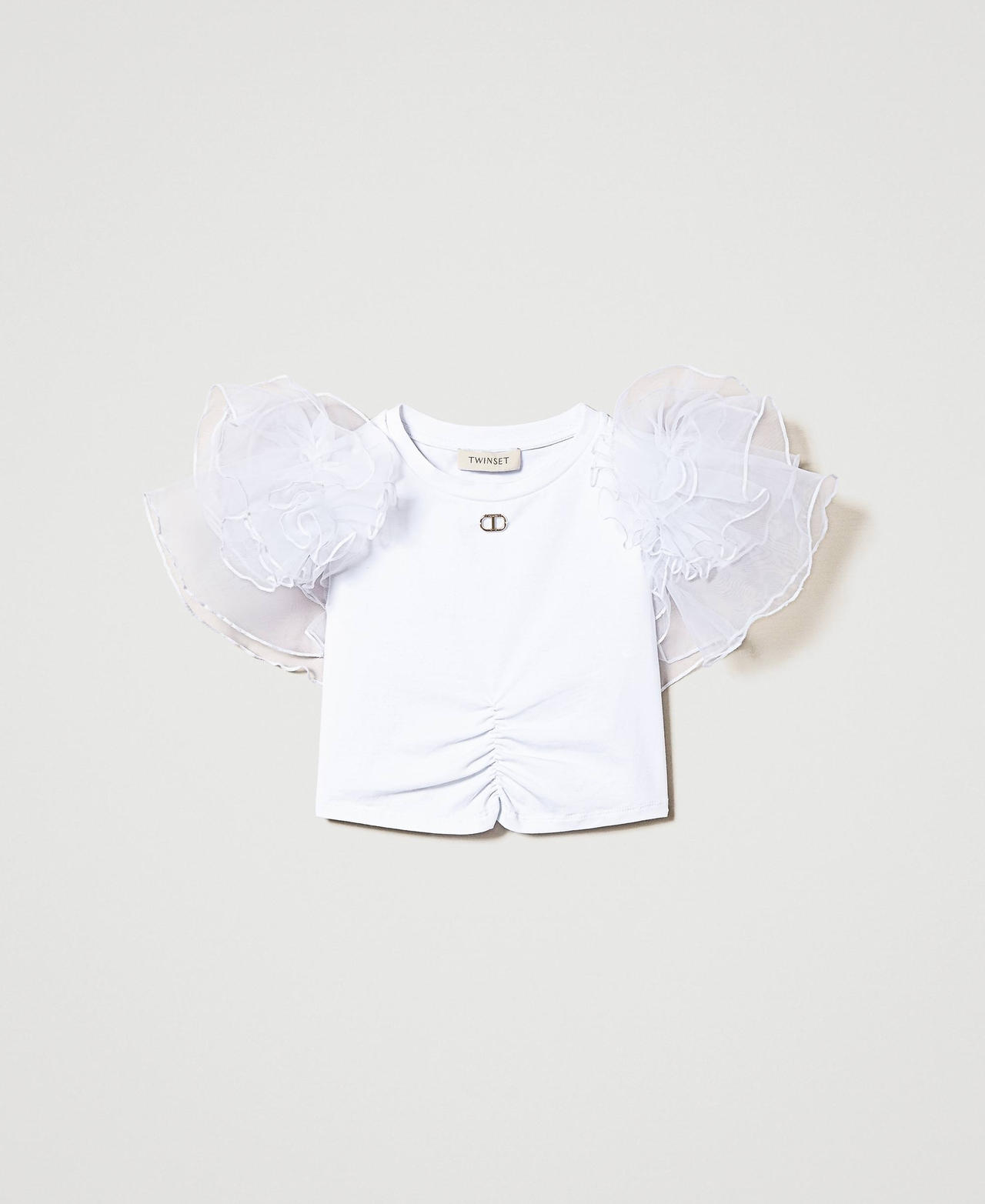 T-shirt con maniche in organza