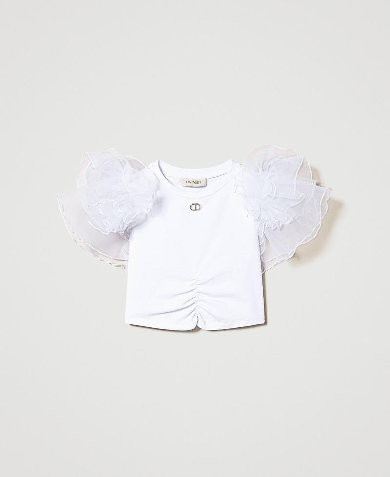 T-shirt with organza sleeves