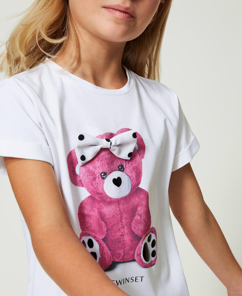 T-shirt with print and polka-dot bow Teddy Print Girl 241GJ2246-01