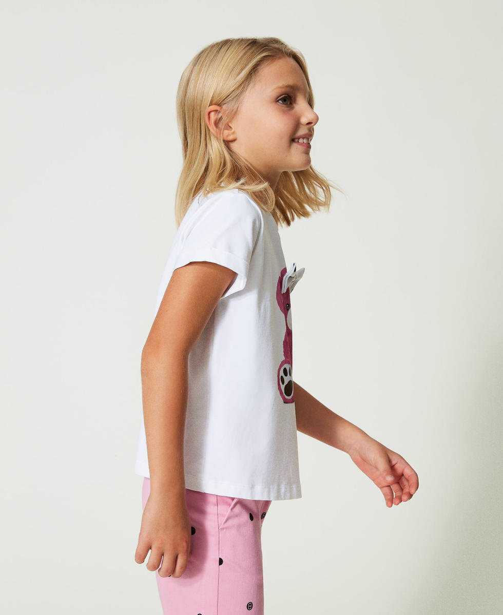 T-shirt with print and polka-dot bow