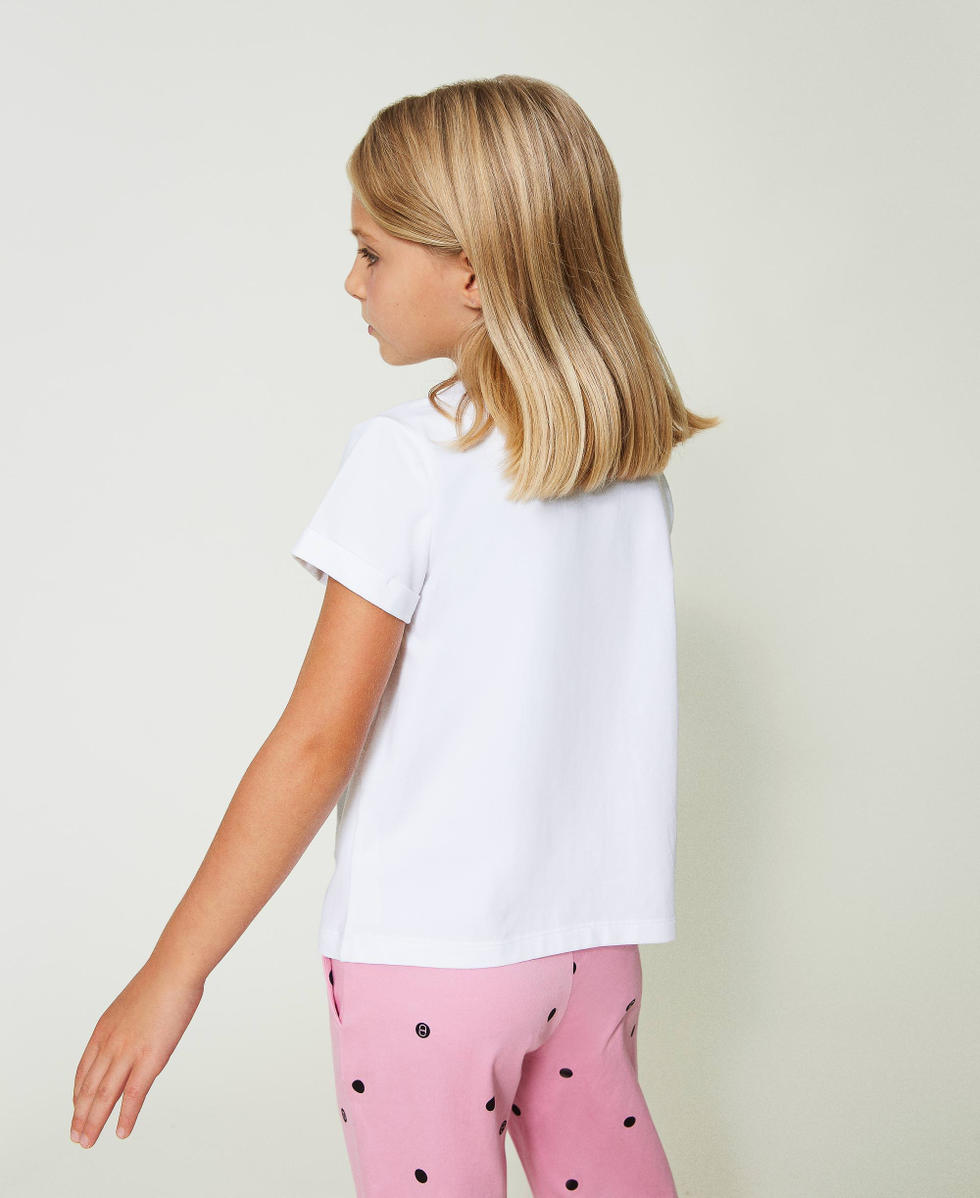 T-shirt with print and polka-dot bow
