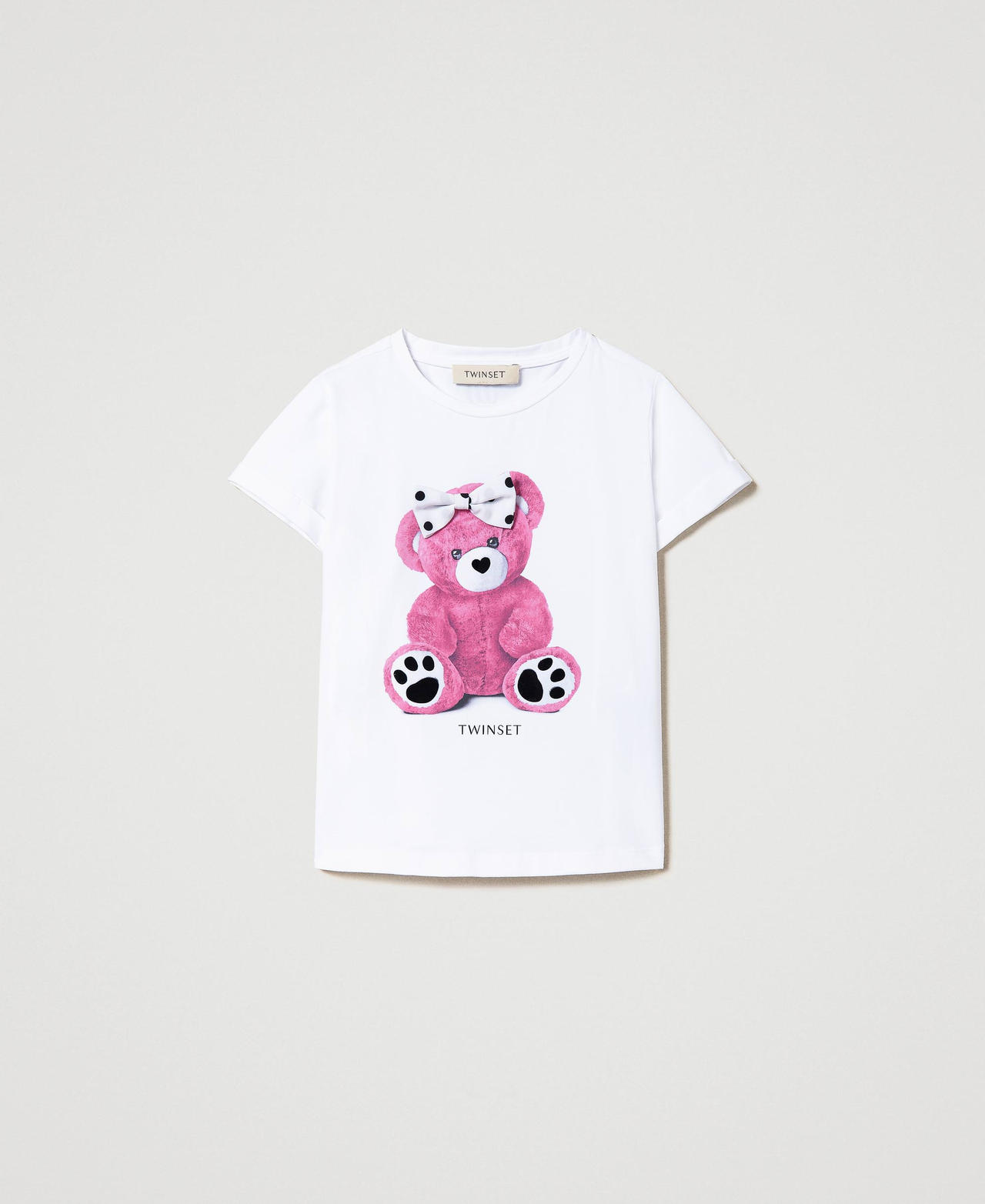 T-Shirt mit Print und Tupfenschleife Print Teddy Mädchen 241GJ2246-0S