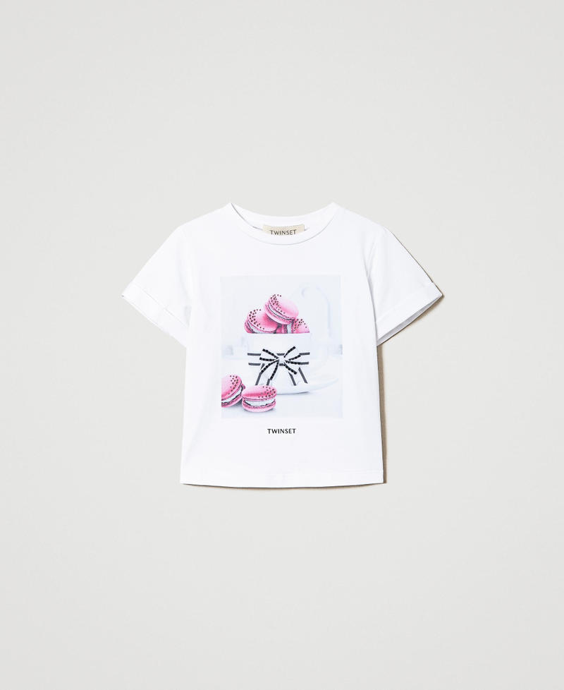 T-shirt with print and rhinestones Cup of Tea Print Girl 241GJ2248-01