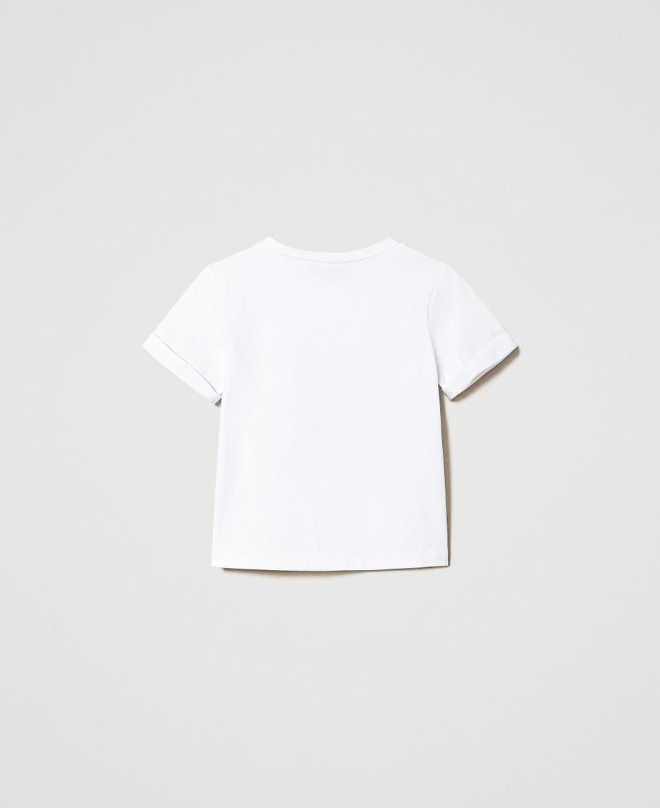 T-shirt with print and rhinestones