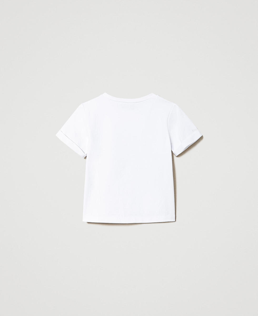 T-shirt with print and rhinestones