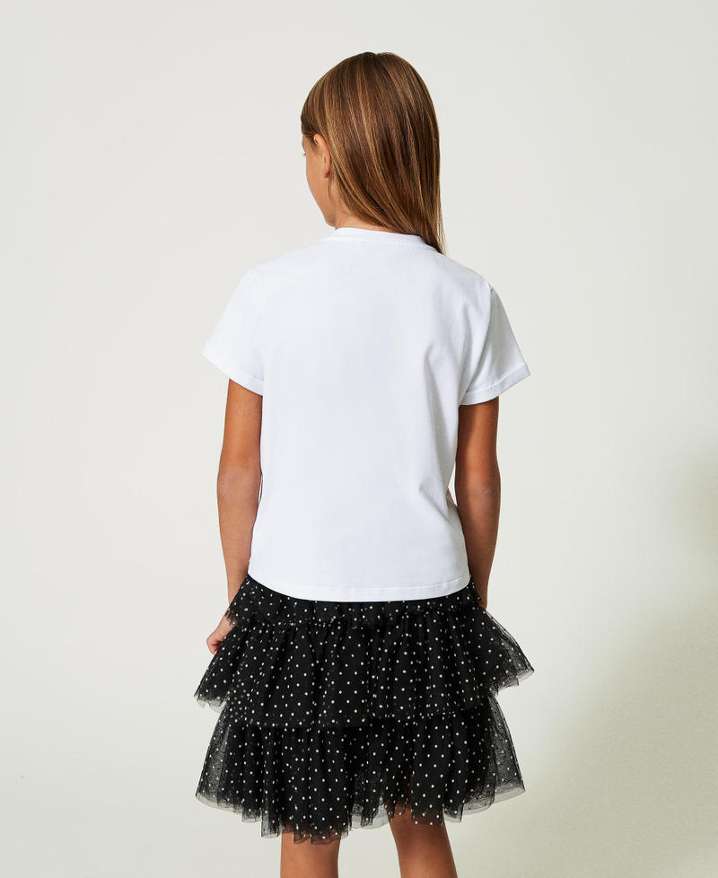 Disclaimer T-shirt crop bambina con logo animalier bianco main image 1