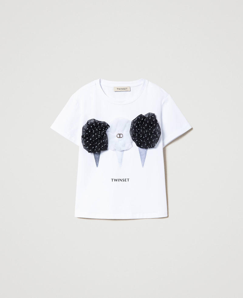 T-shirt avec imprimé et tulle