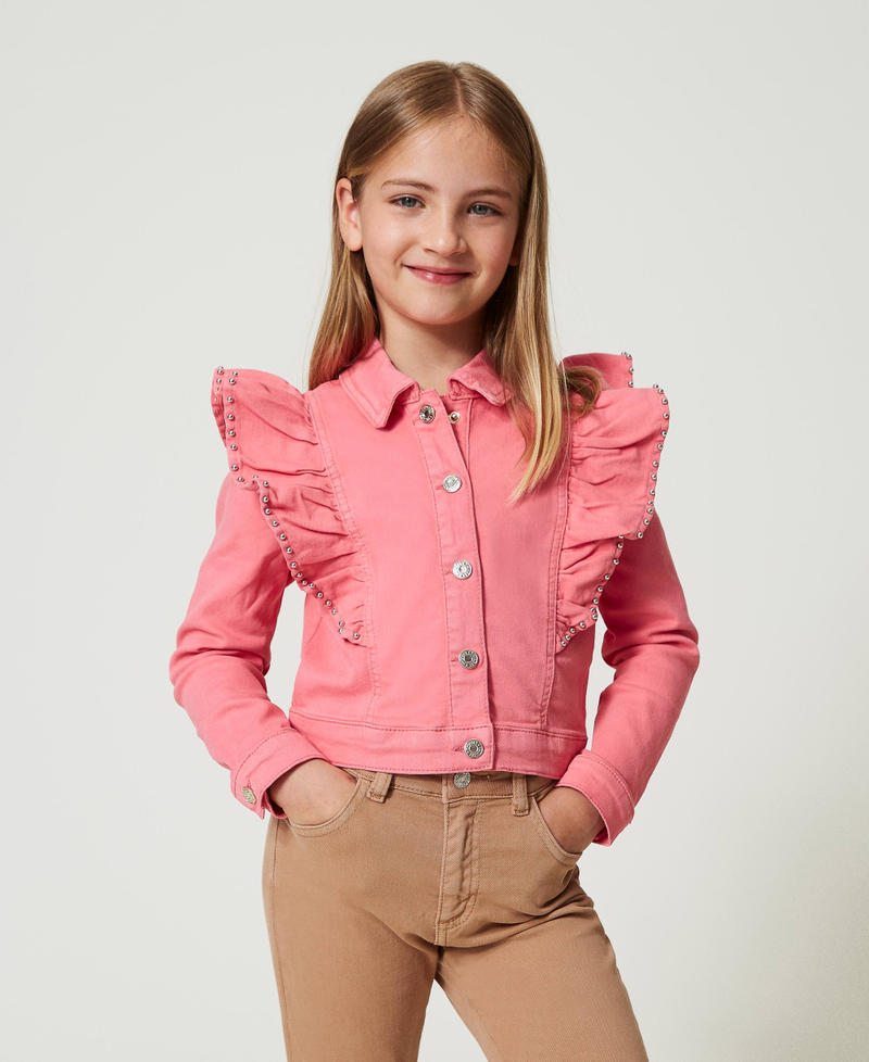 Pink ruffle jacket new arrivals