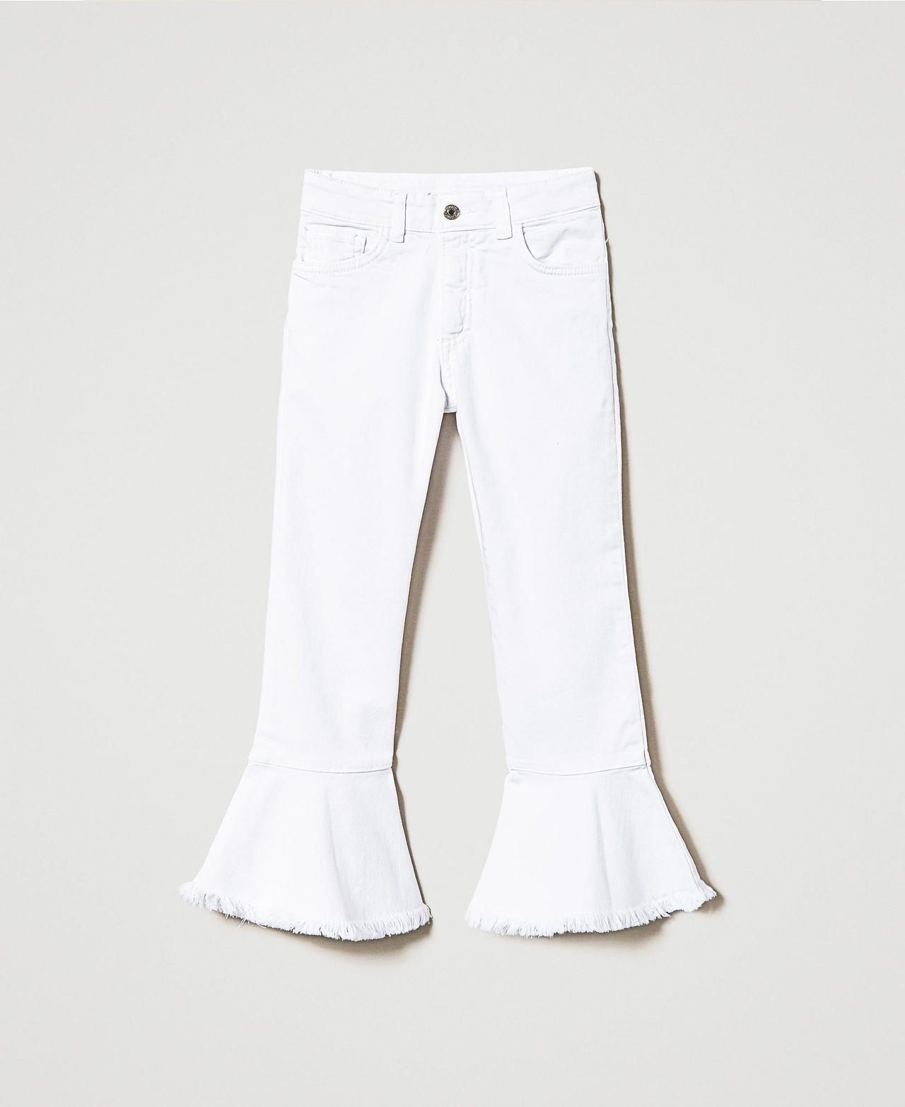 Pantalon évasé en bull Blanc « Lucent White » Fille 241GJ2271-0S