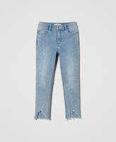 Rhinestone skinny jeans Light Blue Denim Girl 241GJ2281_03672_S0