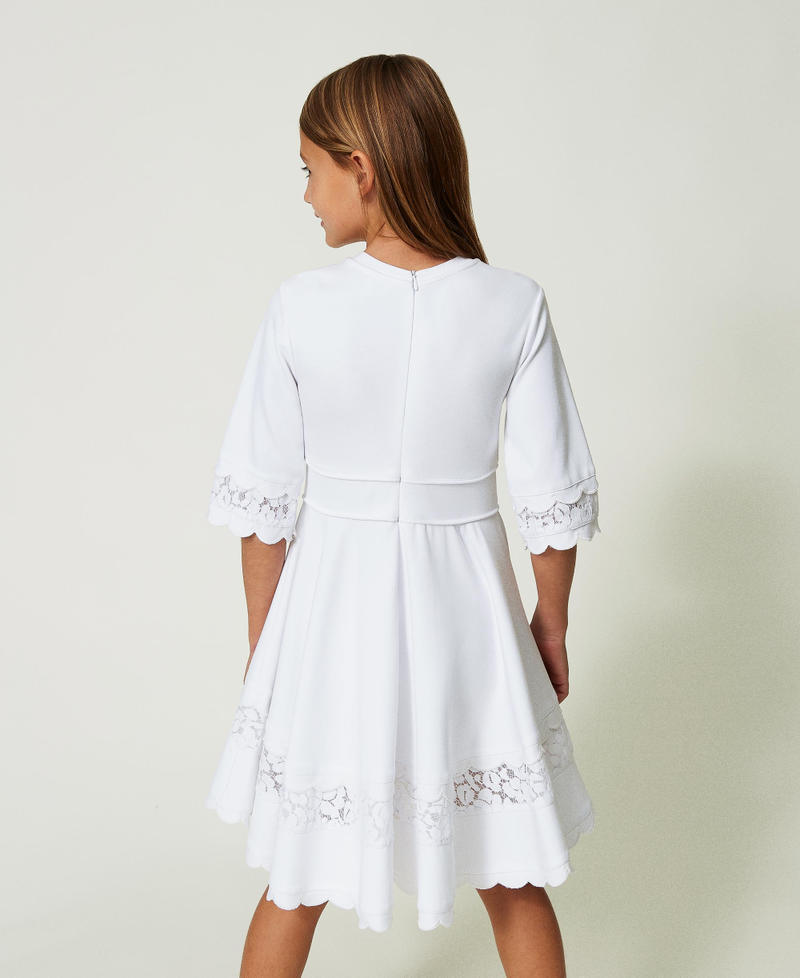 Short dress with lace "Lucent White" Girl 241GJ2Q12-03