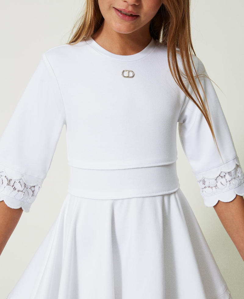 Короткое платье с кружевом Белый "Сияющий Белый" Девочка 241GJ2Q12-04