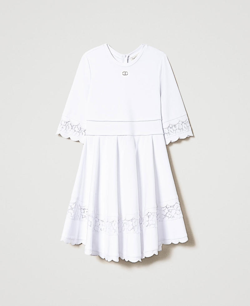 Short dress with lace "Lucent White" Girl 241GJ2Q12-0S