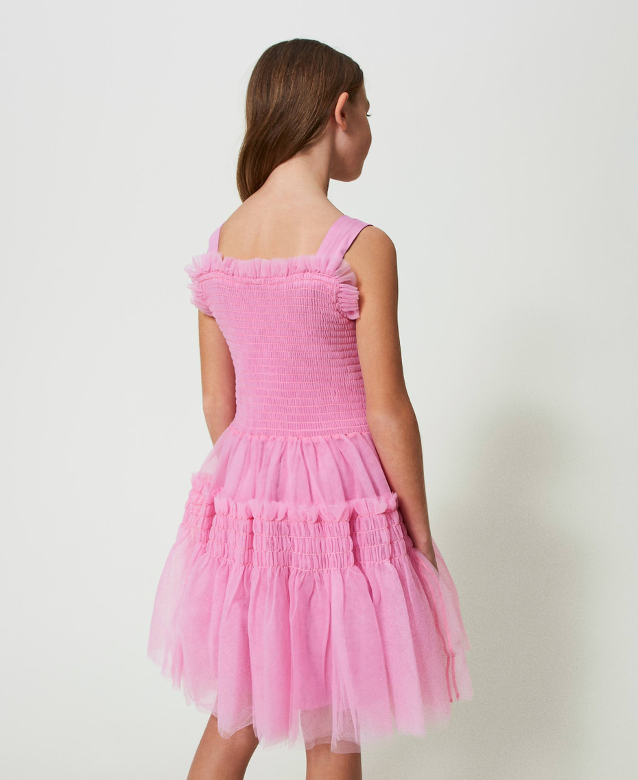 Abito corto in popeline con stampa Oval T Bambina, Rosa | Milano