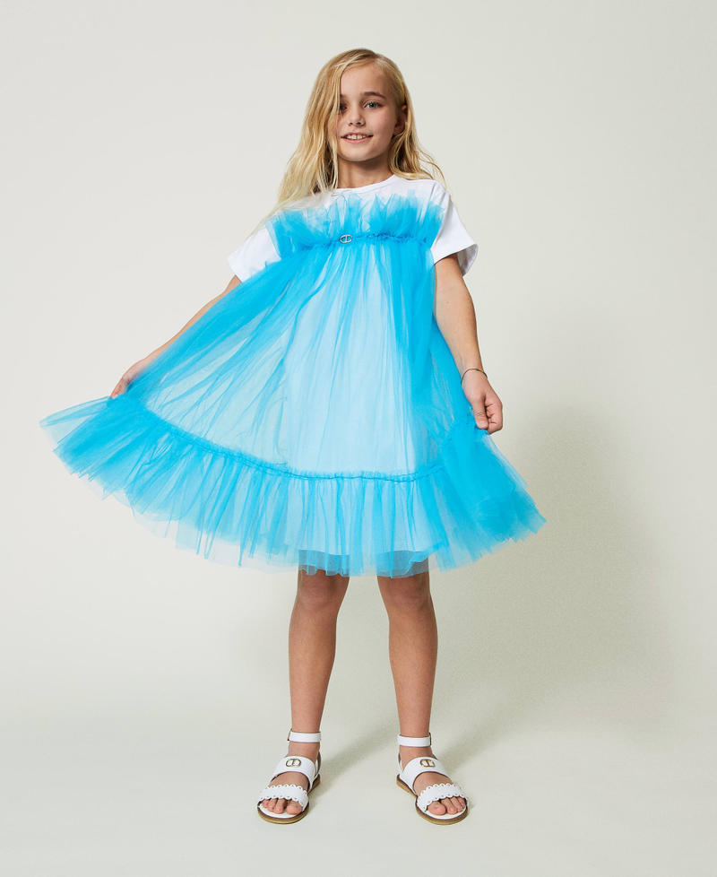 Short tulle crew neck dress