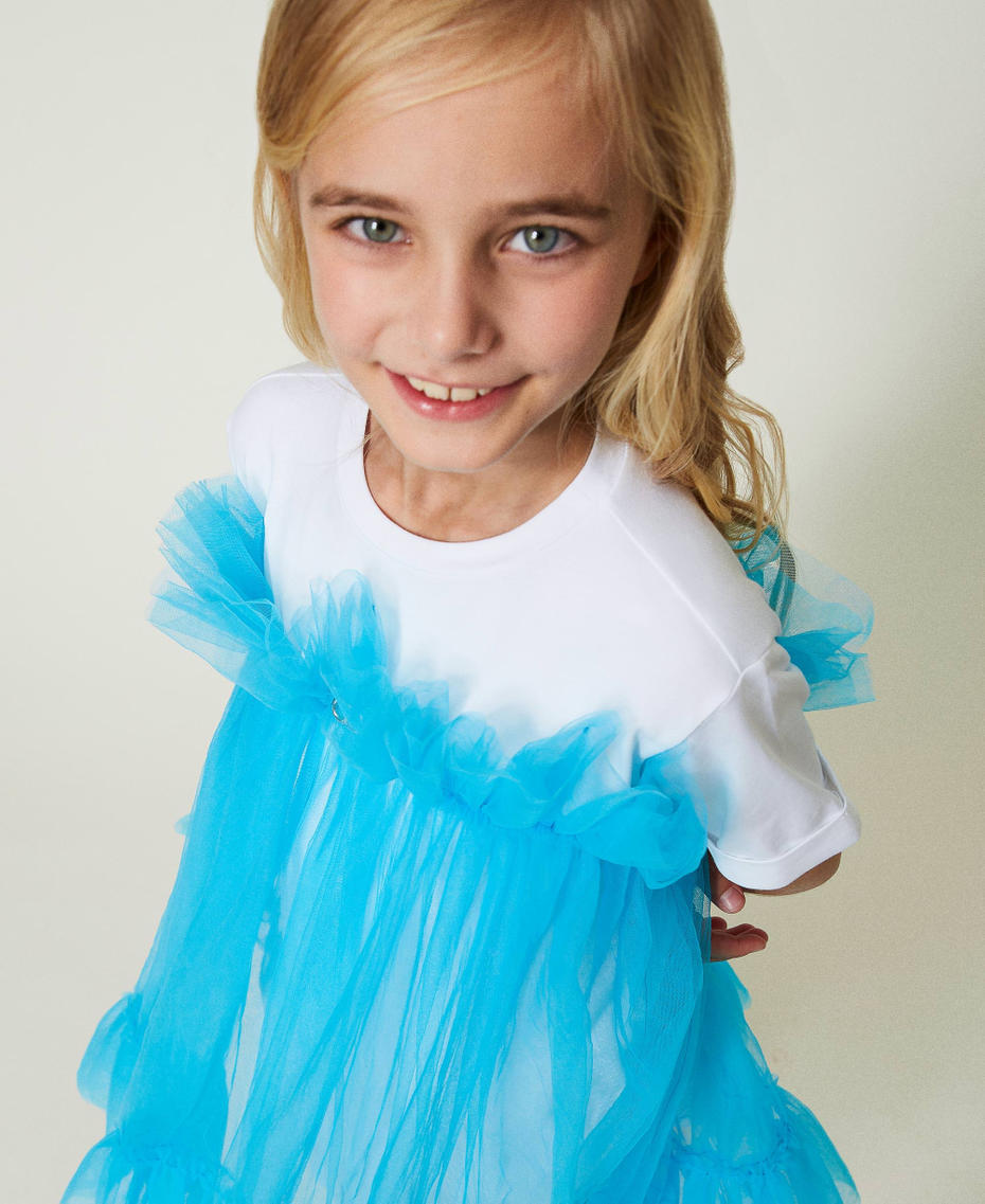 Short tulle crew neck dress