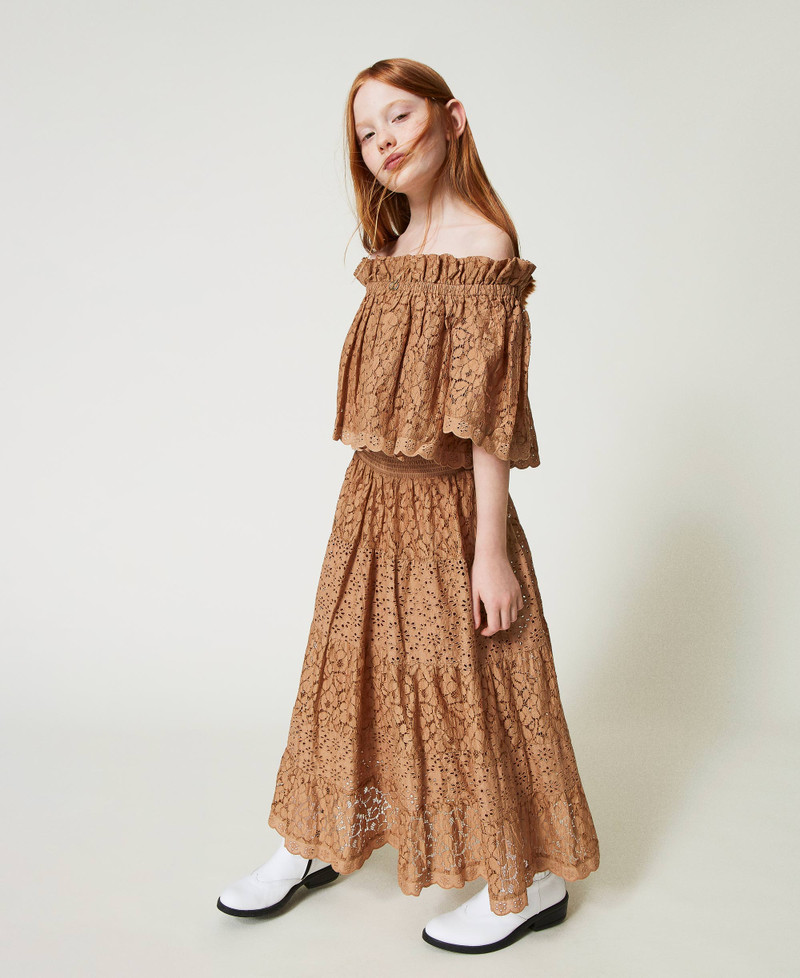 Haut Bleu Dentelle LELA ROSE épaules Dénudées - Taille 10 Neuf Avec étiquettes (valeur 995€)
