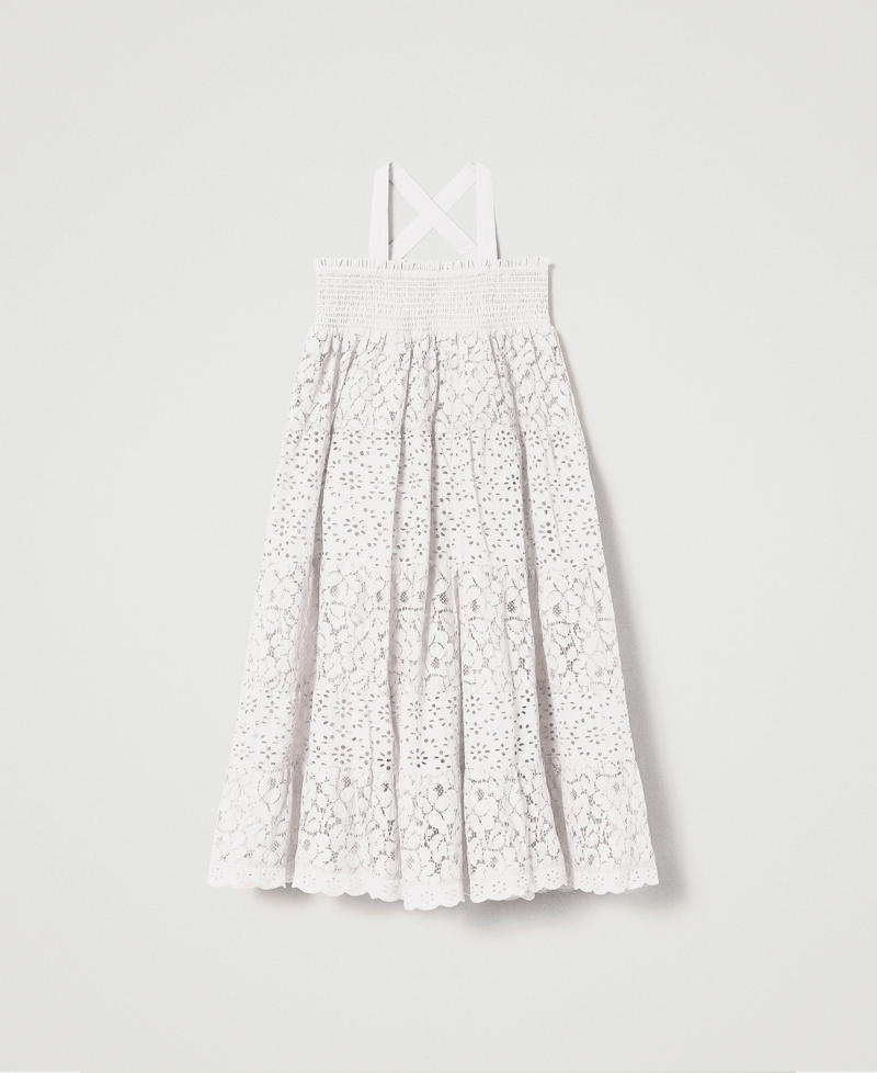 Платье-юбка из кружева и сангалло Белый "Сияющий Белый" Девочка 241GJ2Q21-01