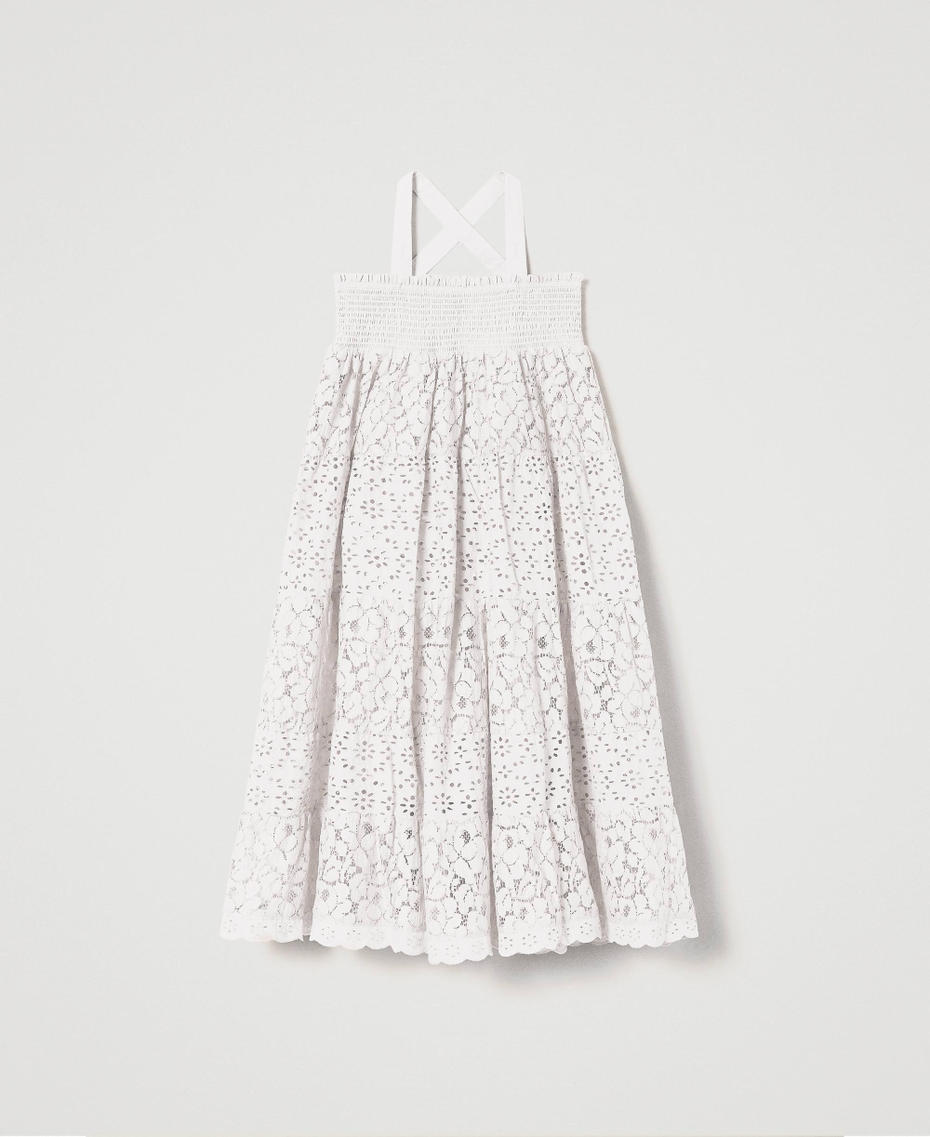 Lace and broderie anglaise skirt-dress "Lucent White" Girl 241GJ2Q21-01