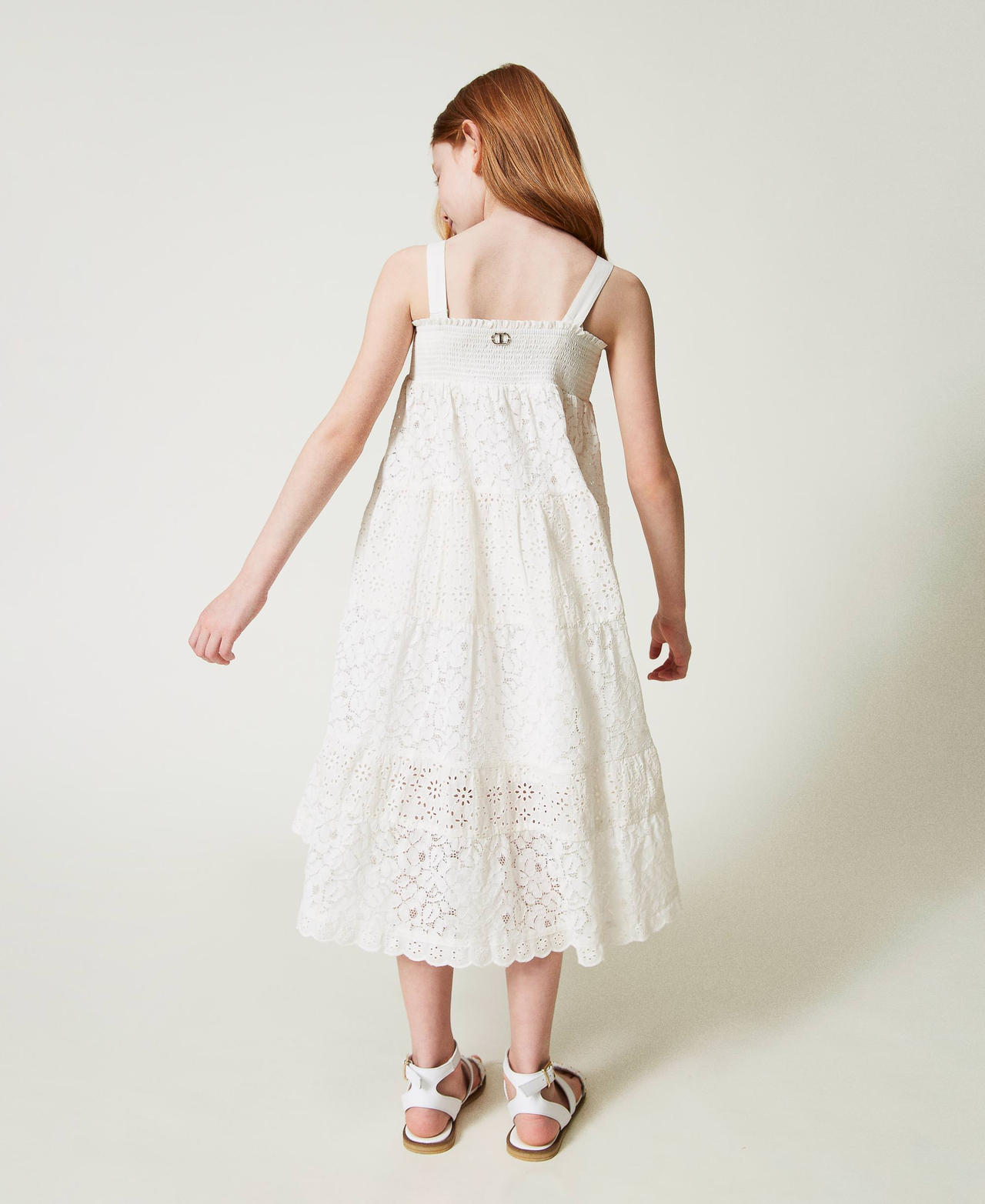 Lace and broderie anglaise skirt-dress