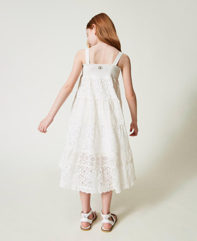 Vestido-falda de encaje y bordado suizo Blanco "Lucent White" Niña 241GJ2Q21-02