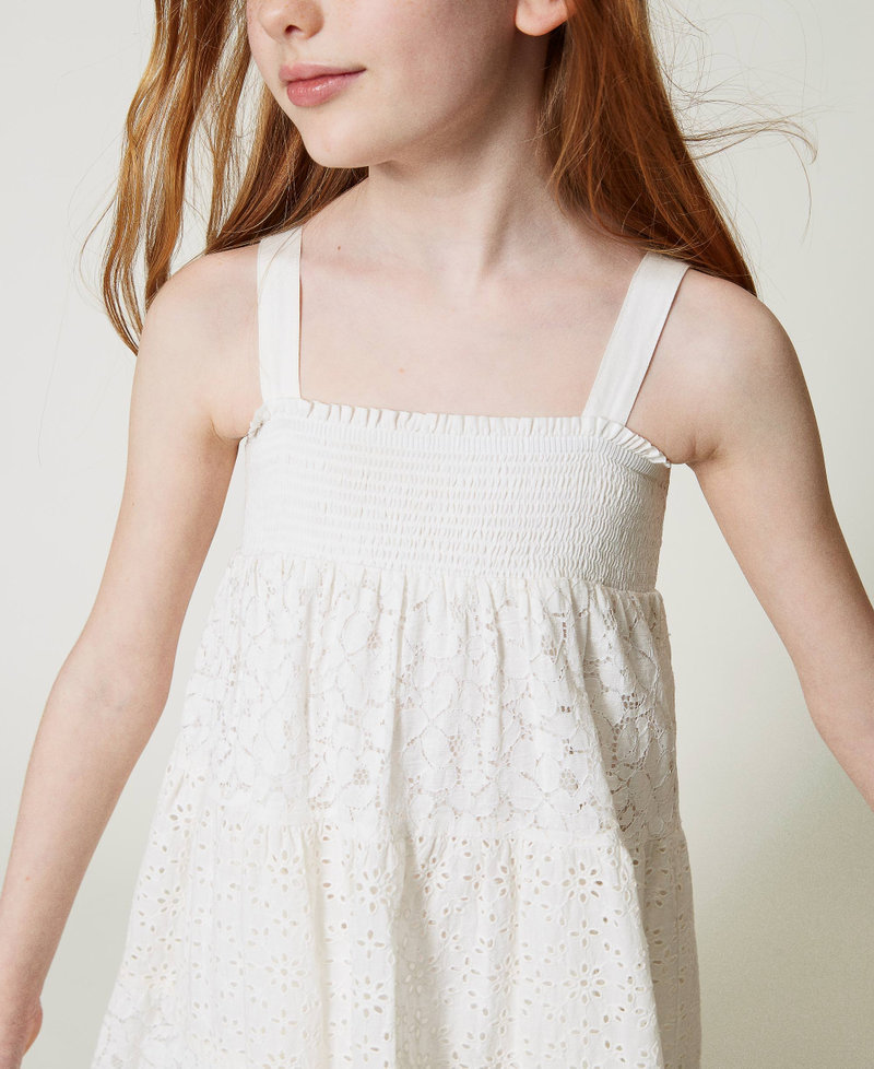 Lace and broderie anglaise skirt-dress "Lucent White" Girl 241GJ2Q21-03