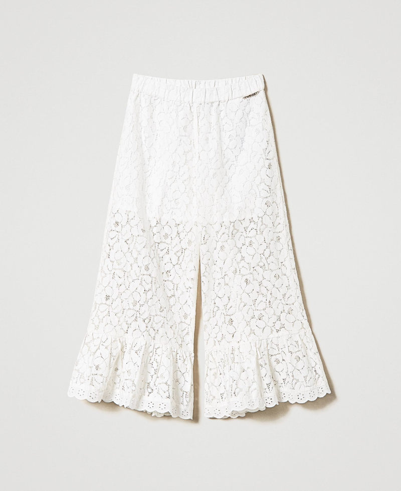 Lace and broderie anglaise trousers "Lucent White" Girl 241GJ2Q26-0S