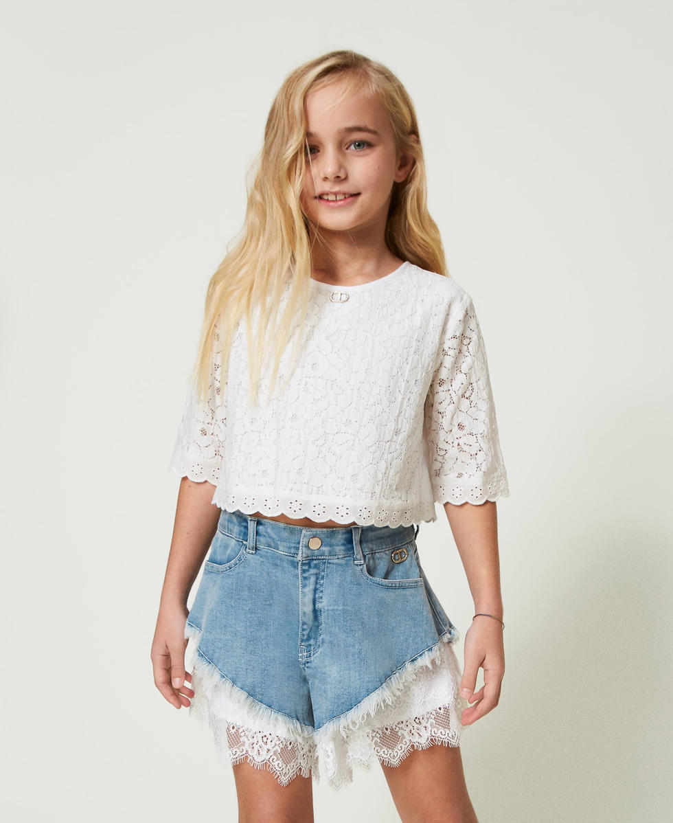 Lace and broderie anglaise blouse