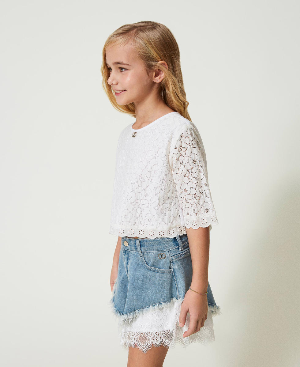Lace and broderie anglaise blouse