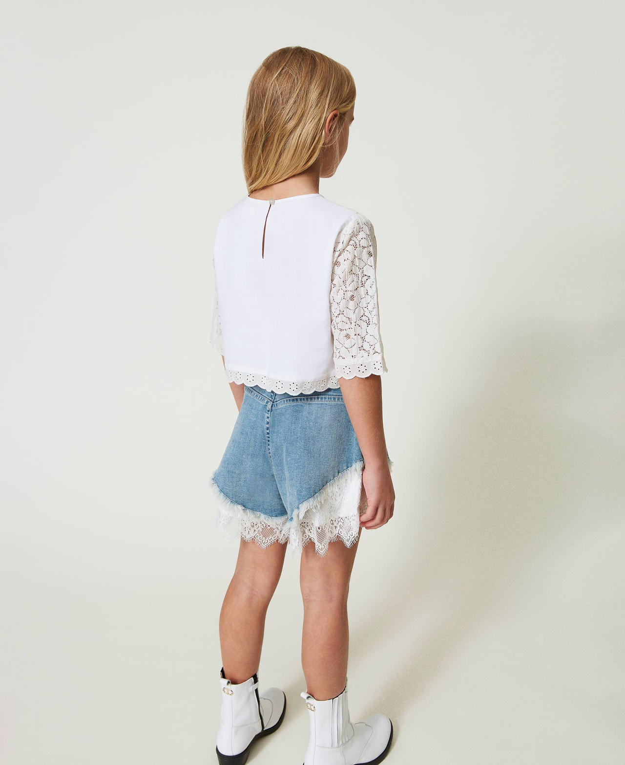 Lace and broderie anglaise blouse