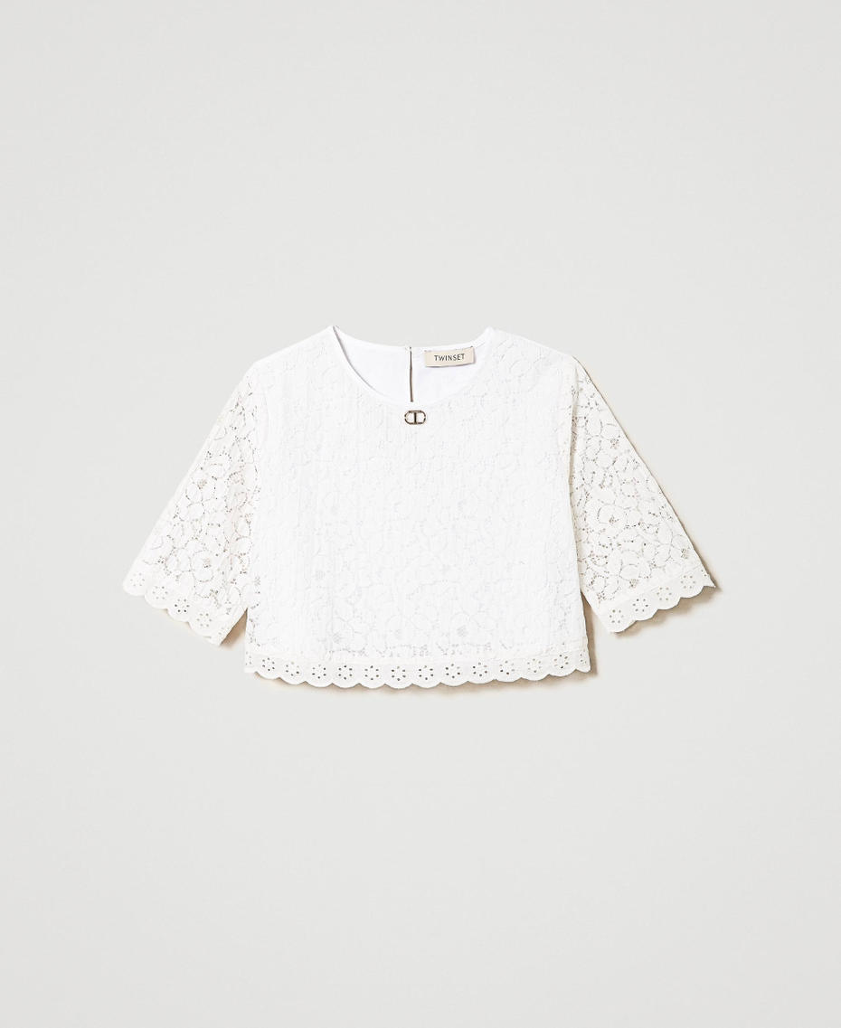Lace and broderie anglaise blouse
