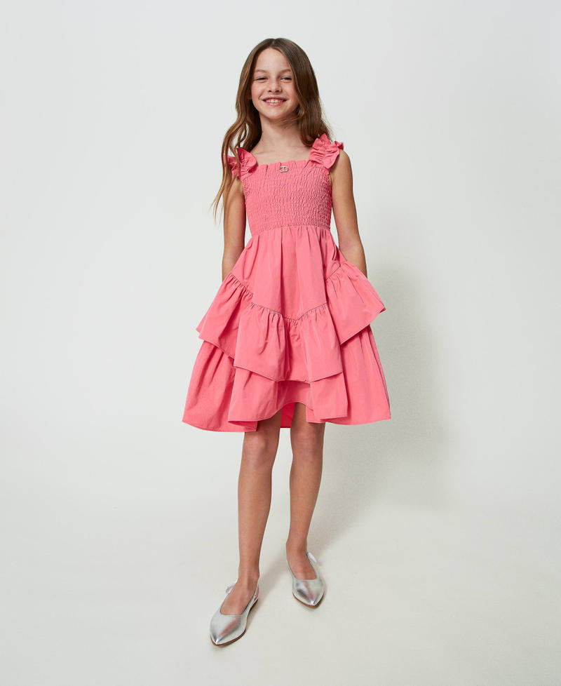 Short taffeta dress "Camellia Rose” Pink Girl 241GJ2Q33-01