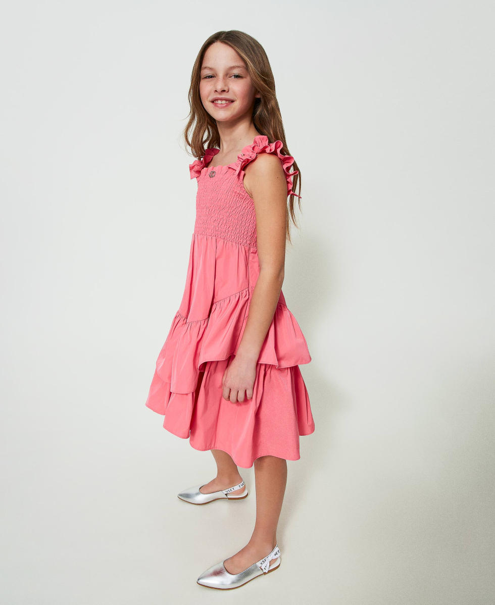 Short taffeta dress Girl, Pink | TWINSET Milano Short taffeta dress Girl, Pink | TWINSET Milano