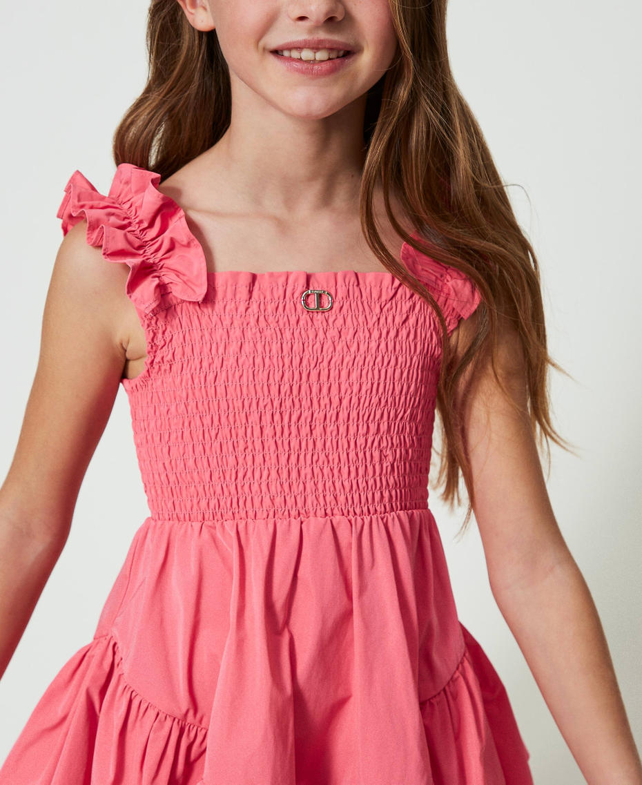 Короткое платье из тафты Розовый "Розовая Камелия" Девочка 241GJ2Q33-04