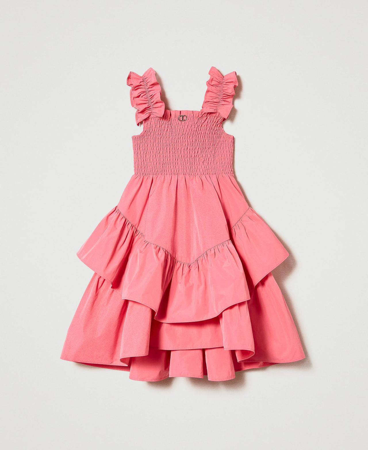 Короткое платье из тафты Розовый "Розовая Камелия" Девочка 241GJ2Q33-0S