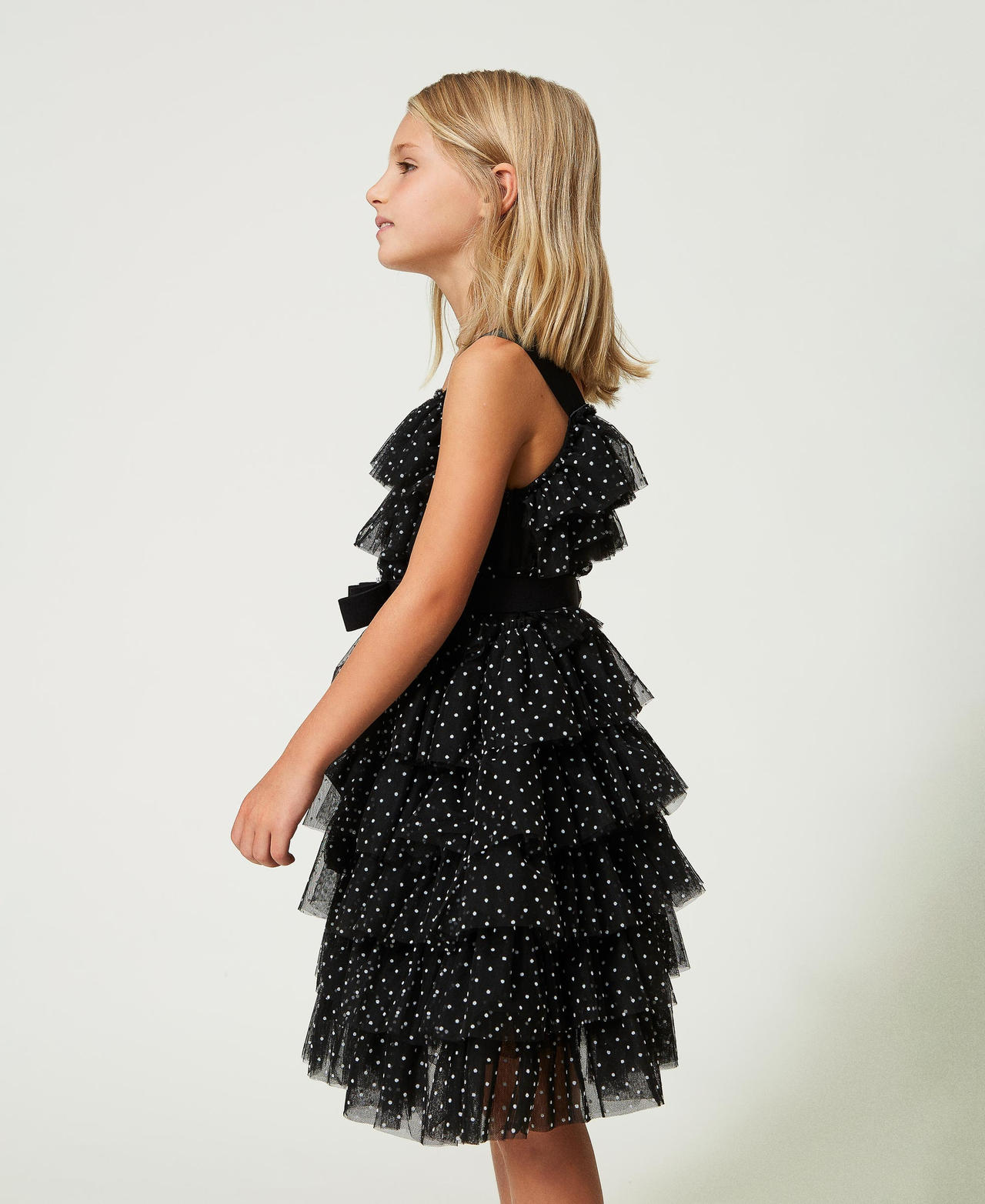 Robe courte en tulle à pois