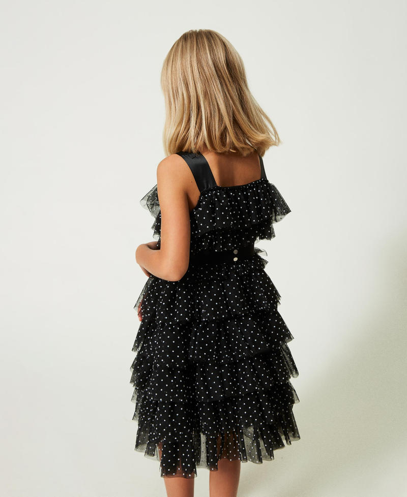Short polka-dot tulle dress Black Polka Dot / "Lucent" White Print Girl 241GJ2Q40-03