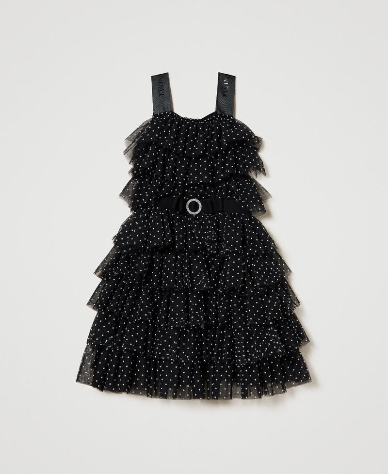 Short polka-dot tulle dress Black Polka Dot / "Lucent" White Print Girl 241GJ2Q40-0S