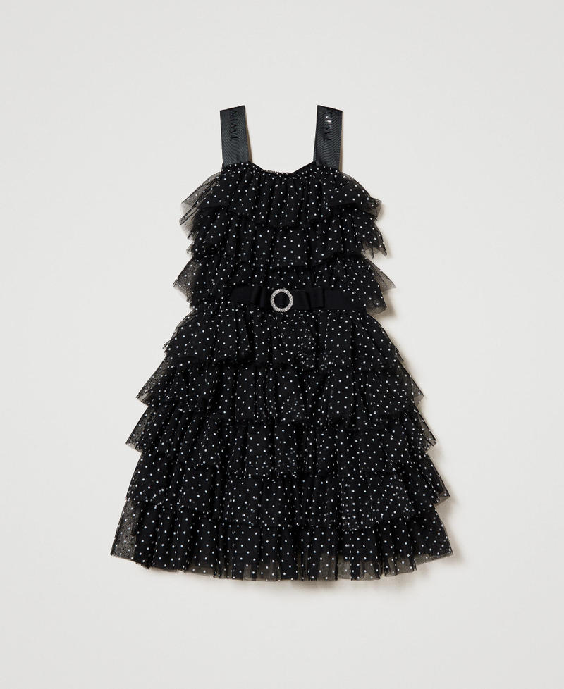 Robe courte en tulle à pois