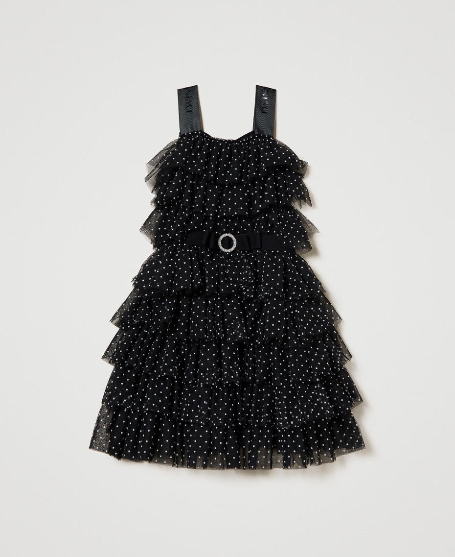 Robe courte en tulle à pois