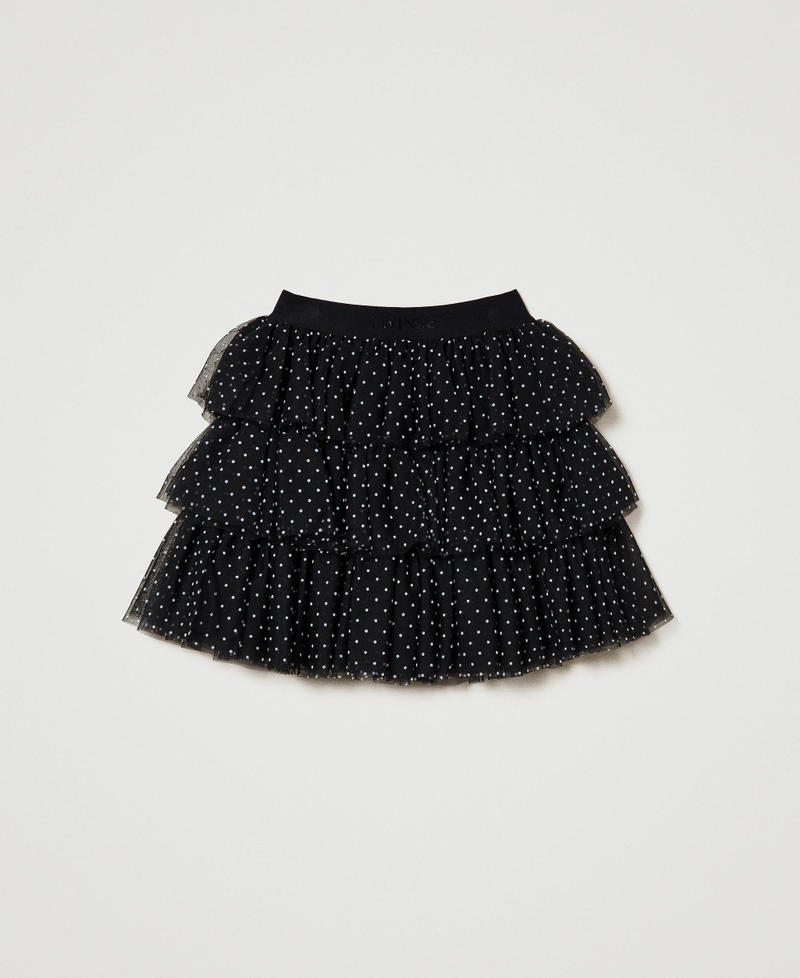 Short polka-dot tulle skirt Black Polka Dot / "Lucent" White Print Girl 241GJ2Q41-0S
