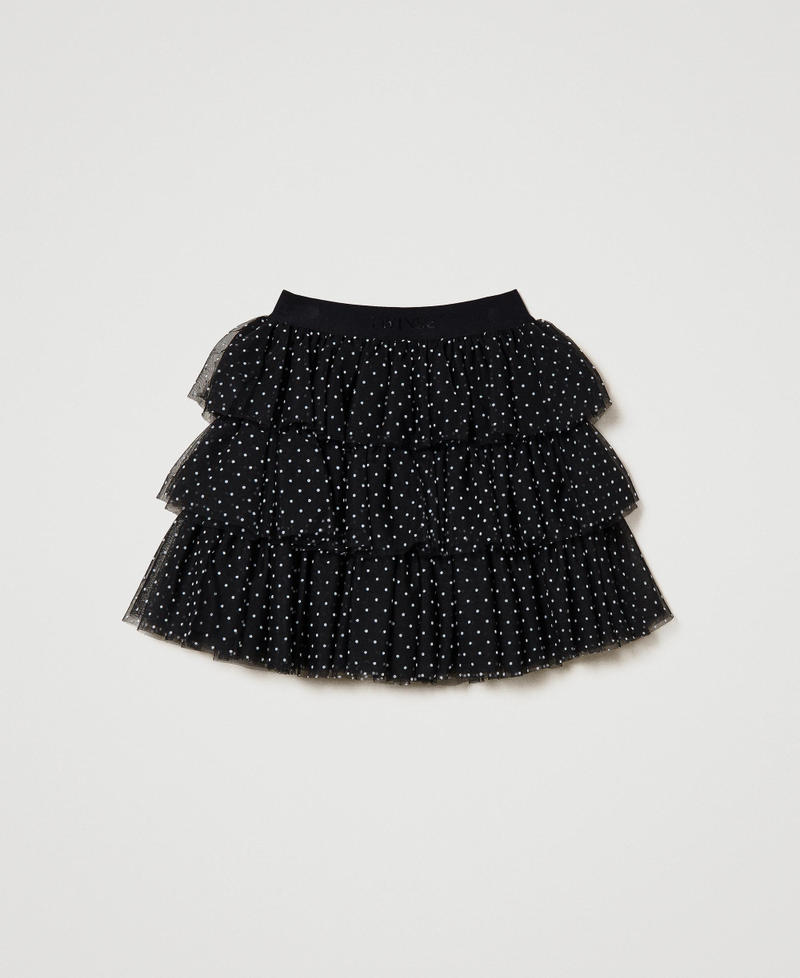 Jupe courte en tulle à pois