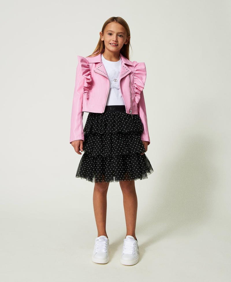 Short polka-dot tulle skirt