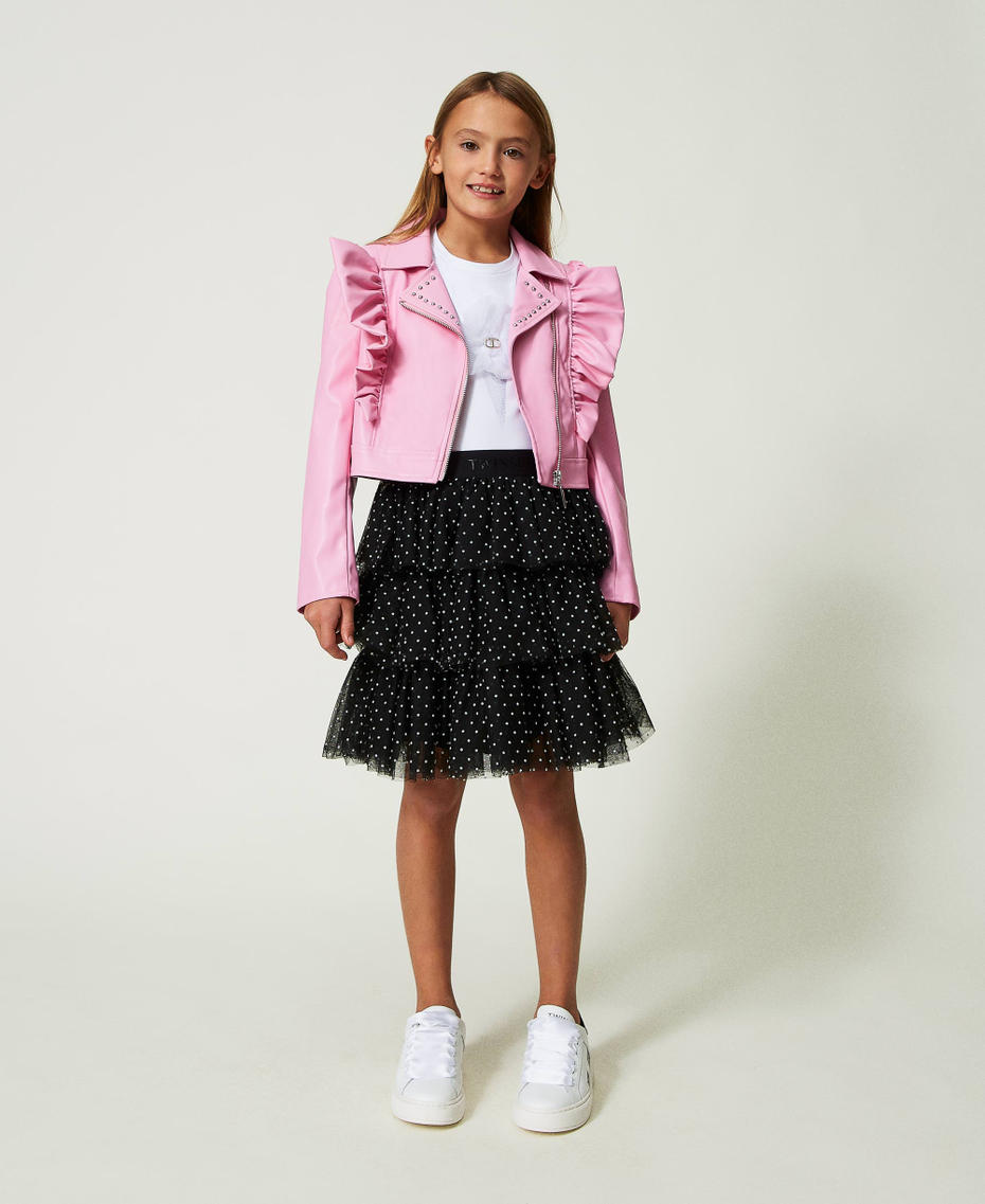 Short polka-dot tulle skirt