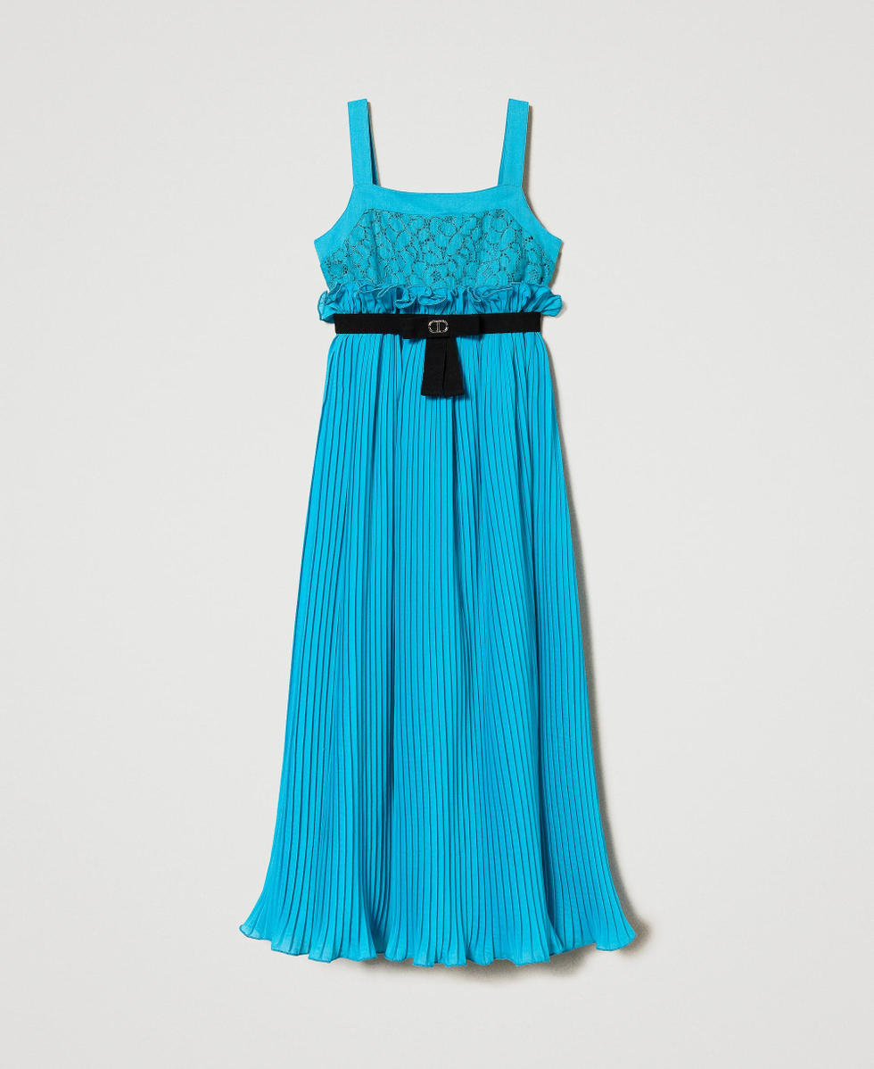 Maxiplisseekleid mit Spitze