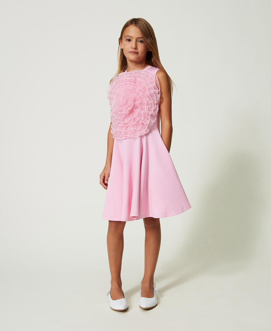 Короткое платье с розой из органзы Розовый "Конфета" Девочка 241GJ2Q60-01
