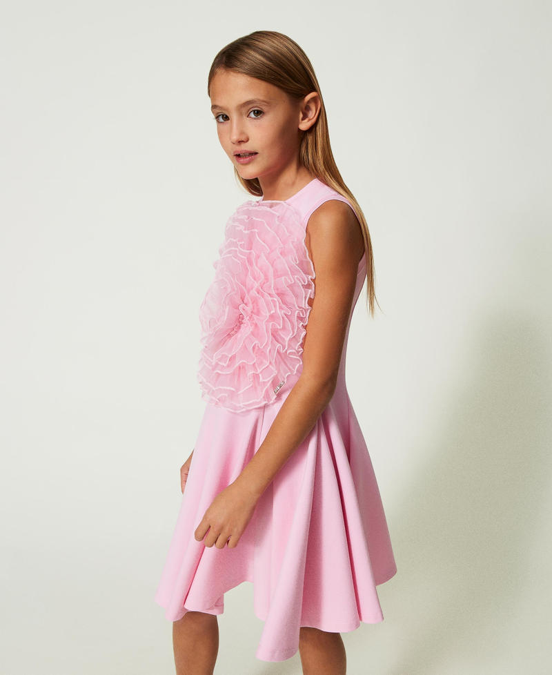 Короткое платье с розой из органзы Розовый "Конфета" Девочка 241GJ2Q60-02