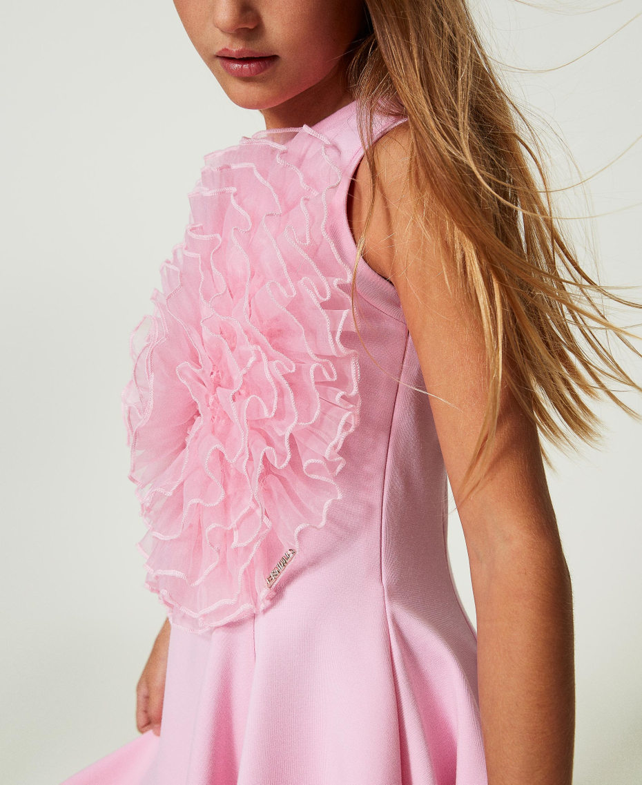 Короткое платье с розой из органзы Розовый "Конфета" Девочка 241GJ2Q60-04